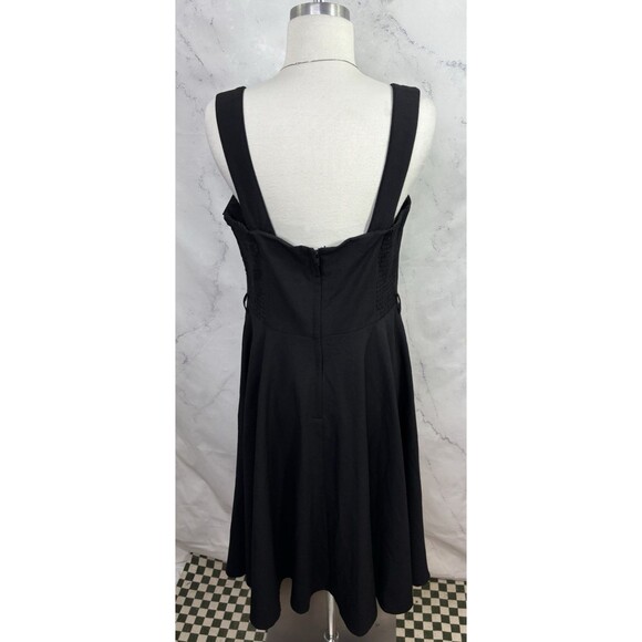 Vtg 50s Voodoo Vixen Black Swing Flare Dress XL Pin up Retro Heart Button goth - Picture 14 of 16